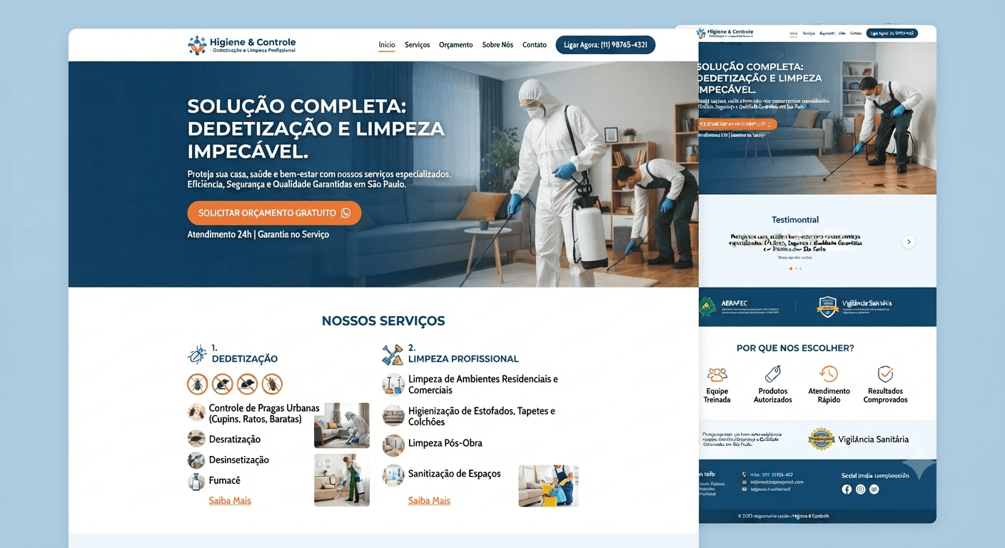 Landing page Higiene & Controle — dedetização e limpeza profissional