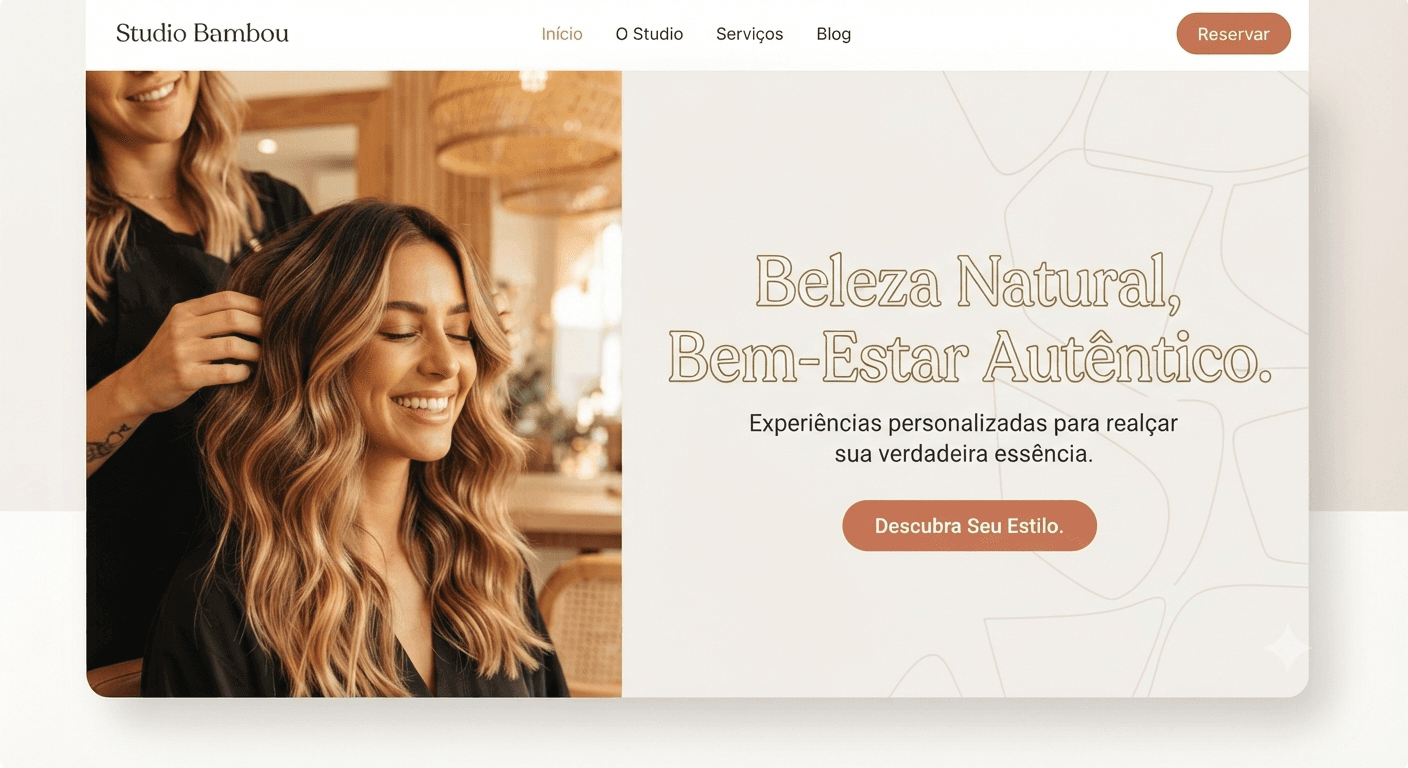 Landing page Studio Bambou — salão de beleza com layout elegante