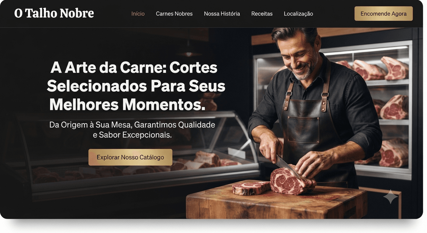 Landing page O Talho Nobre — açougue premium com hero e catálogo