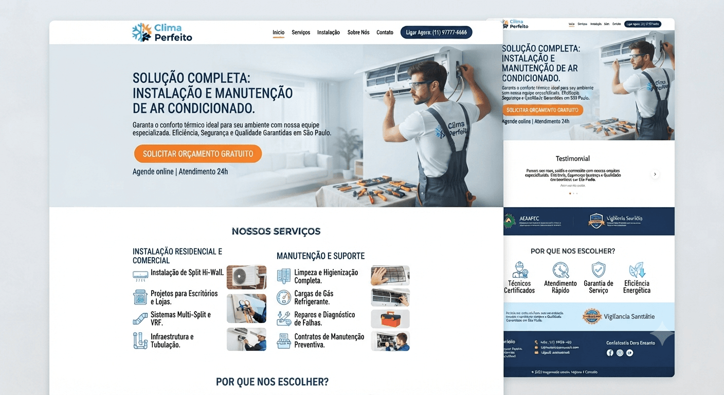 Landing page Clima Perfeito — instalação e manutenção de ar-condicionado