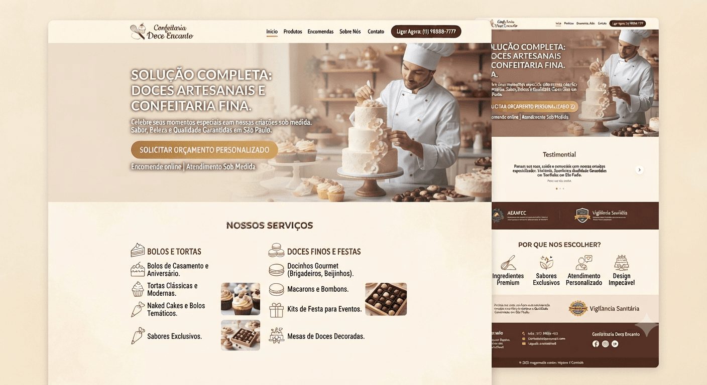 Landing page Confeitaria Doce Encanto — doces artesanais e encomendas